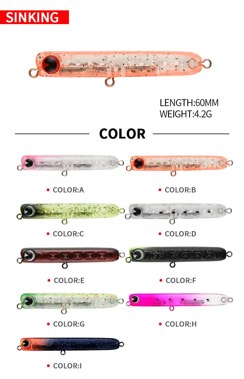 6cm 4.8g Slow Sinking Pencil F - Fishing Lure Jerkbait ulasan dan harga